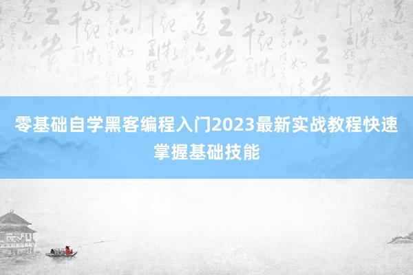 零基础自学黑客编程入门2023最新实战教程快速掌握基础技能